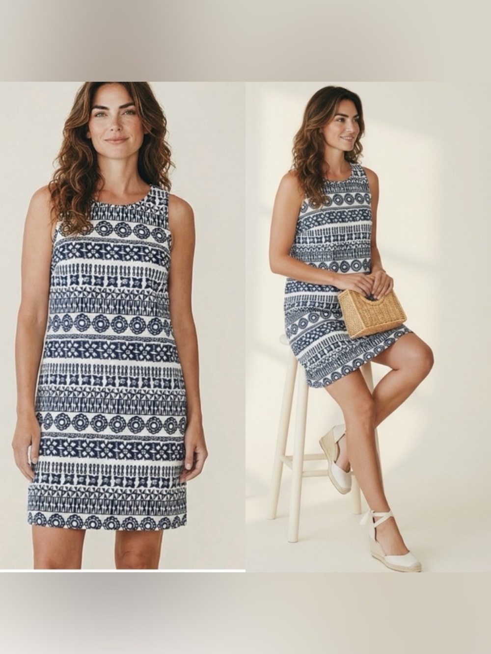 Tommy Bahama Geometric Linen Cotton Dress M